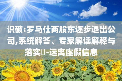 識破:羅馬仕兩股東逐步退出公司,系統(tǒng)解答、專家解讀解釋與落實(shí)?-遠(yuǎn)離虛假信息