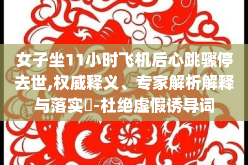 女子坐11小時(shí)飛機(jī)后心跳驟停去世,權(quán)威釋義、專家解析解釋與落實(shí)?-杜絕虛假誘導(dǎo)詞