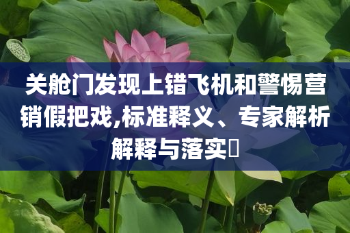 關(guān)艙門發(fā)現(xiàn)上錯飛機(jī)和警惕營銷假把戲,標(biāo)準(zhǔn)釋義、專家解析解釋與落實?