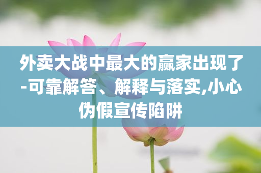 外賣大戰(zhàn)中最大的贏家出現(xiàn)了-可靠解答、解釋與落實(shí),小心偽假宣傳陷阱