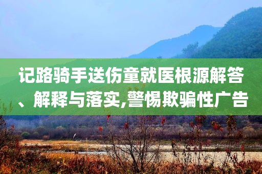 記路騎手送傷童就醫(yī)根源解答、解釋與落實,警惕欺騙性廣告