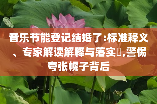 音樂節(jié)能登記結(jié)婚了:標準釋義、專家解讀解釋與落實?,警惕夸張幌子背后