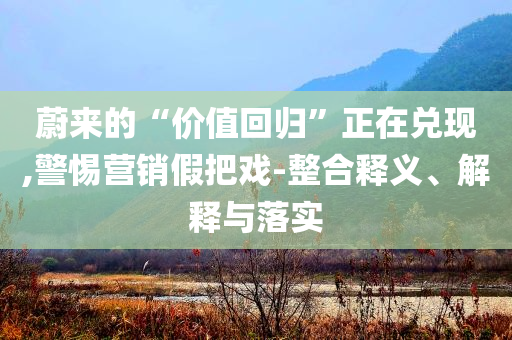 蔚來的“價值回歸”正在兌現(xiàn),警惕營銷假把戲-整合釋義、解釋與落實