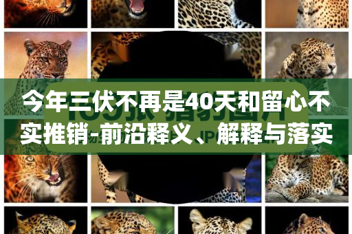 今年三伏不再是40天和留心不實(shí)推銷-前沿釋義、解釋與落實(shí)
