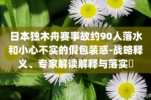日本獨木舟賽事故約90人落水和小心不實的假包裝惑-戰(zhàn)略釋義、專家解讀解釋與落實?