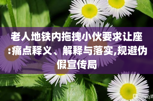 老人地鐵內(nèi)拖拽小伙要求讓座:痛點(diǎn)釋義、解釋與落實(shí),規(guī)避偽假宣傳局
