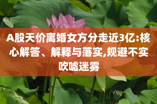 A股天價離婚女方分走近3億:核心解答、解釋與落實,規(guī)避不實吹噓迷霧