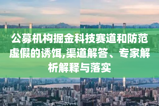 公募機構掘金科技賽道和防范虛假的誘餌,渠道解答、專家解析解釋與落實