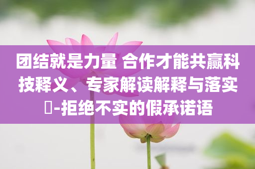 團(tuán)結(jié)就是力量 合作才能共贏科技釋義、專家解讀解釋與落實(shí)?-拒絕不實(shí)的假承諾語(yǔ)