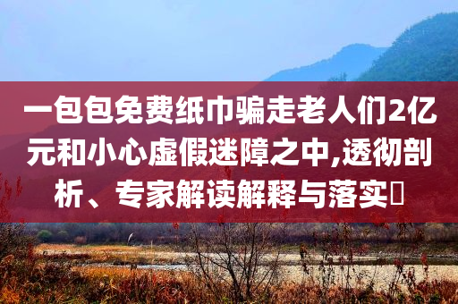 一包包免費(fèi)紙巾騙走老人們2億元和小心虛假迷障之中,透徹剖析、專家解讀解釋與落實(shí)?