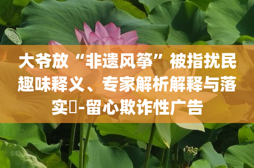 大爺放“非遺風箏”被指擾民趣味釋義、專家解析解釋與落實?-留心欺詐性廣告