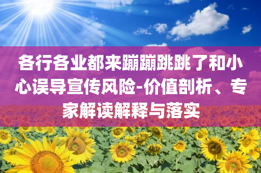 各行各業(yè)都來蹦蹦跳跳了和小心誤導宣傳風險-價值剖析、專家解讀解釋與落實